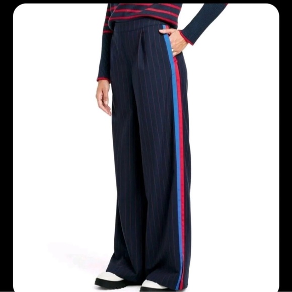 La Ligne x Target Trousers Wide Leg Pants Side Stripe Navy Red Women size 2X - Picture 1 of 8
